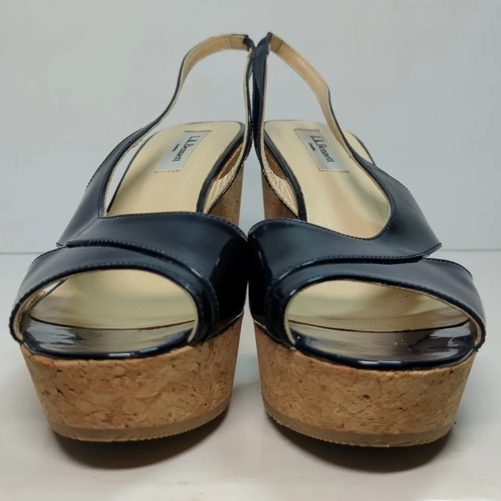 L.K. Bennett Adelia swingback cork wedge platform shoes women size 9.5 EU 40